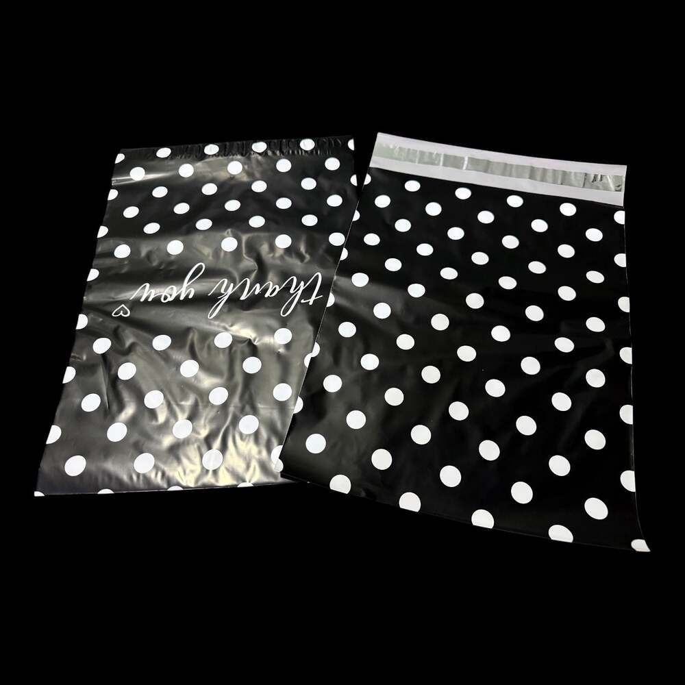 (10) 10 x 13 ‘Thank You’ Polka Dot Self-Sealing Poly Mailers Shipping Envelopes